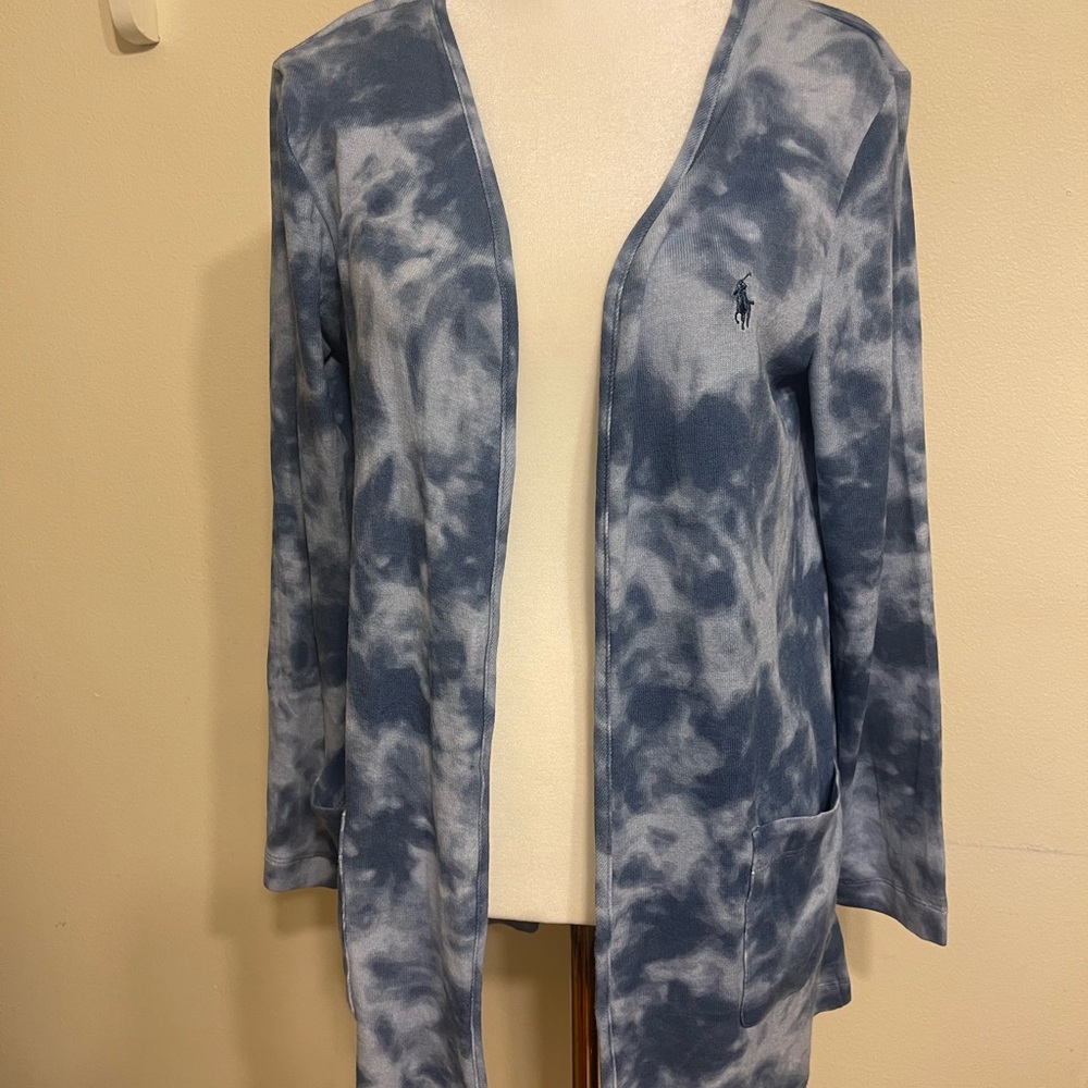 Ralph Lauren Blue and White Cardigan Tie Dye size XSMALL
